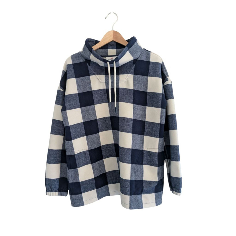 Vineyard Vines Buffalo Check Doubleface Funnel Neck Long Sleeve Pullover Size Sm - Picture 1 of 8